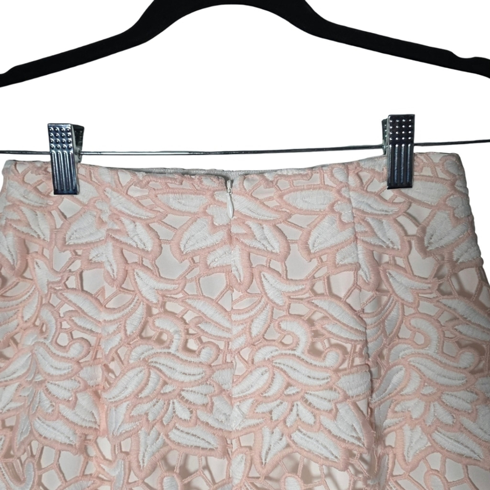 Club Monaco Blush Lace Mini Skirt Floral Embroidered High Waist Size 00 - Picture 7 of 9